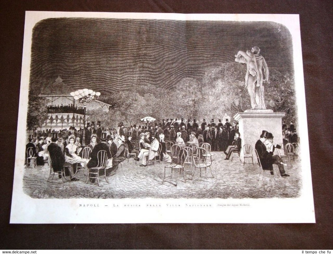 Rarissima veduta di Napoli nel 1876 La musica nella Villa …