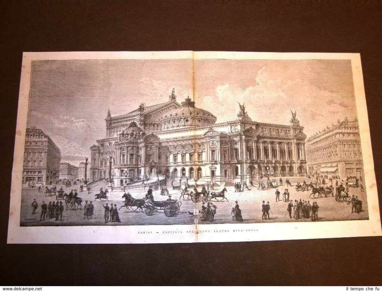 Rarissima veduta di Parigi del 1875 Facciata del nuovo Teatro …