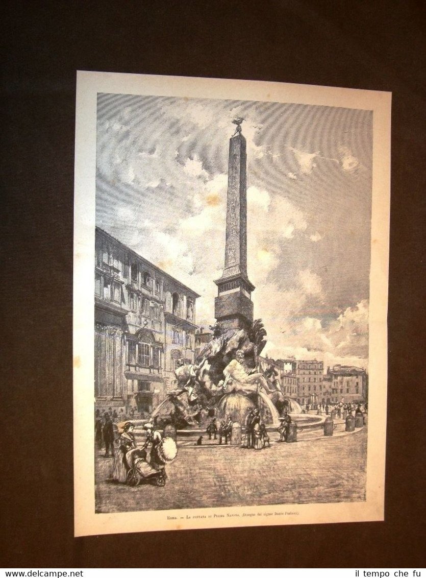 Rarissima veduta di Roma nel 1883 La fontana di Piazza … | Immagine principale