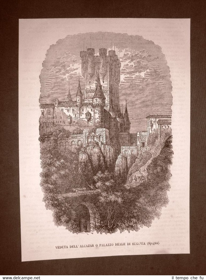 Rarissima veduta di Segovia nel 1866 Alcazar o Palazzo Reale …