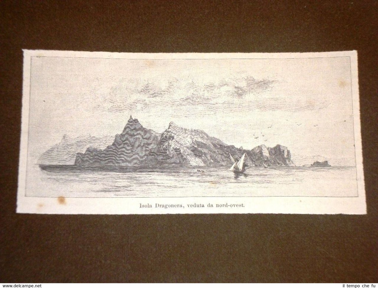 Rarissima veduta Isola Dragonera nel 1892 Isole Baleari Mediterraneo Pittoresco