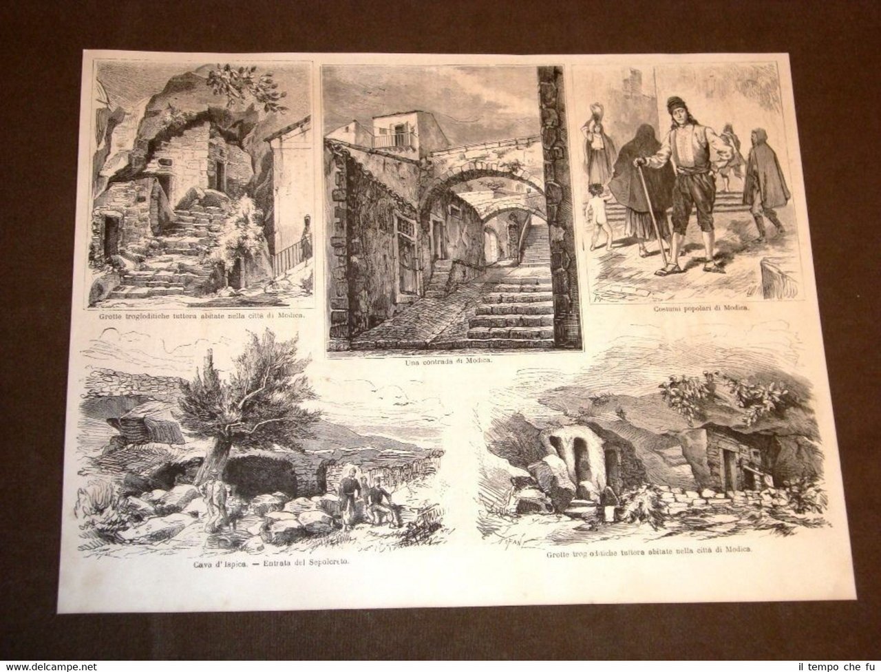 Rarissime vedute e costumi tipici di Sicilia del 1875 Modica …