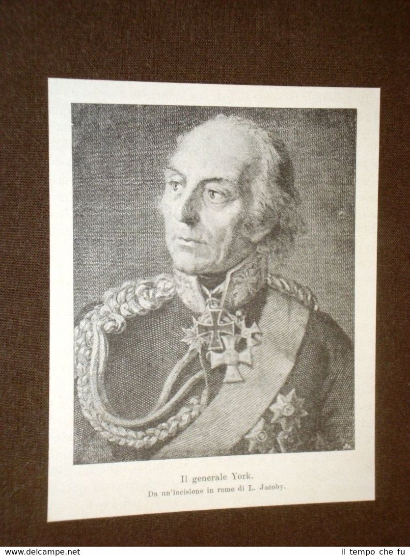 Raro ritratto del Generale York Da incisione di L. Jacoby