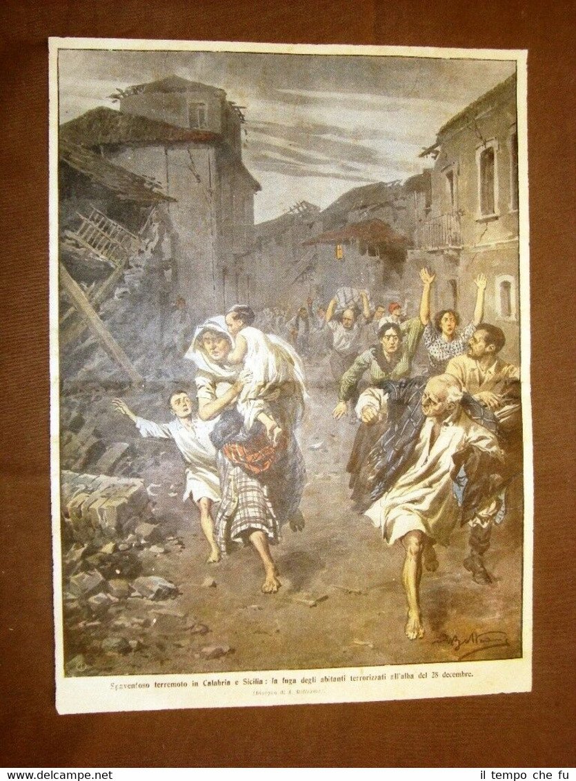 Retrocopertina Domenica del Corriere 1909 Terremoto in Calabria e Sicilia …
