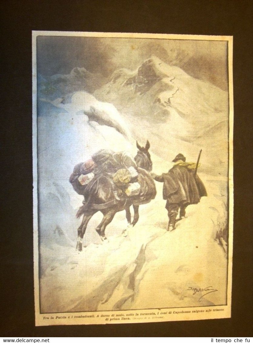 Retrocopertina Domenica del Corriere 1917 Consegna dei doni Capodanno ai … | Immagine principale