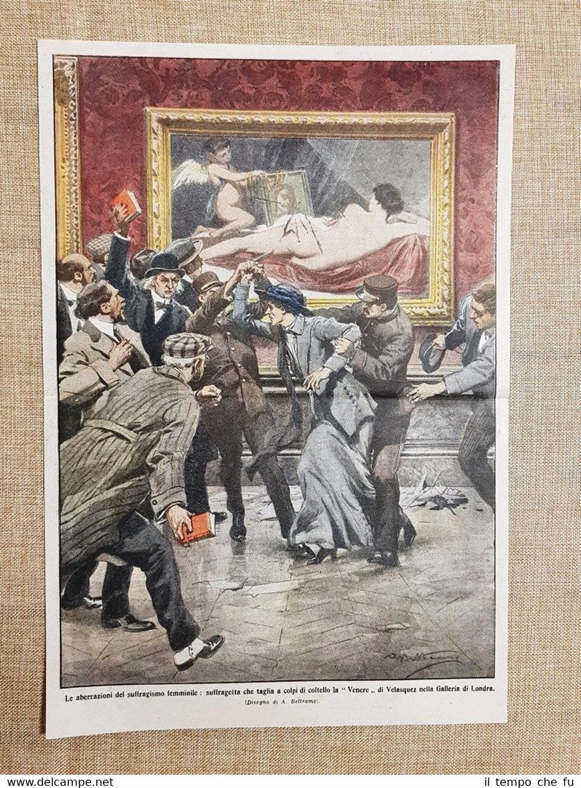 Retrocopertina La Domenica del Corriere 1914 Londra Taglio Venere del …