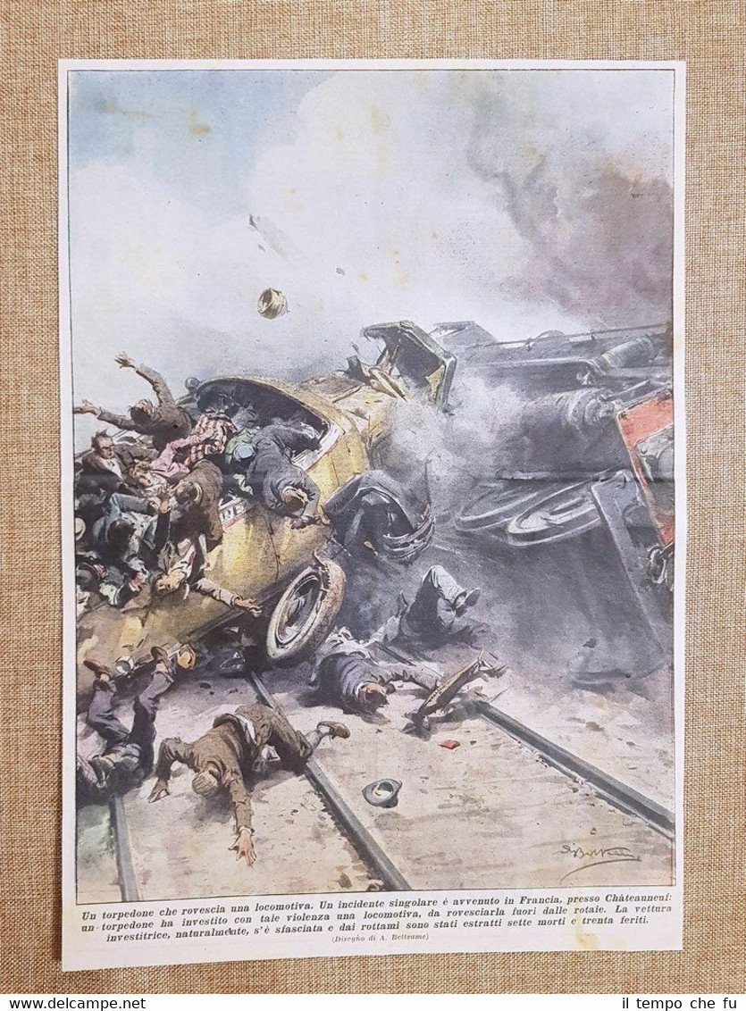 Retrocopertina La Domenica del Corriere 1936 L'incidente di Chateauneuf 7 …