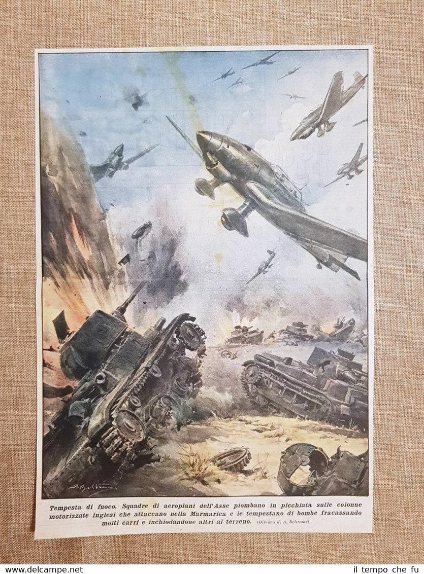 Retrocopertina La Domenica del Corriere 1941 Marmarica Asse vs Inglesi …