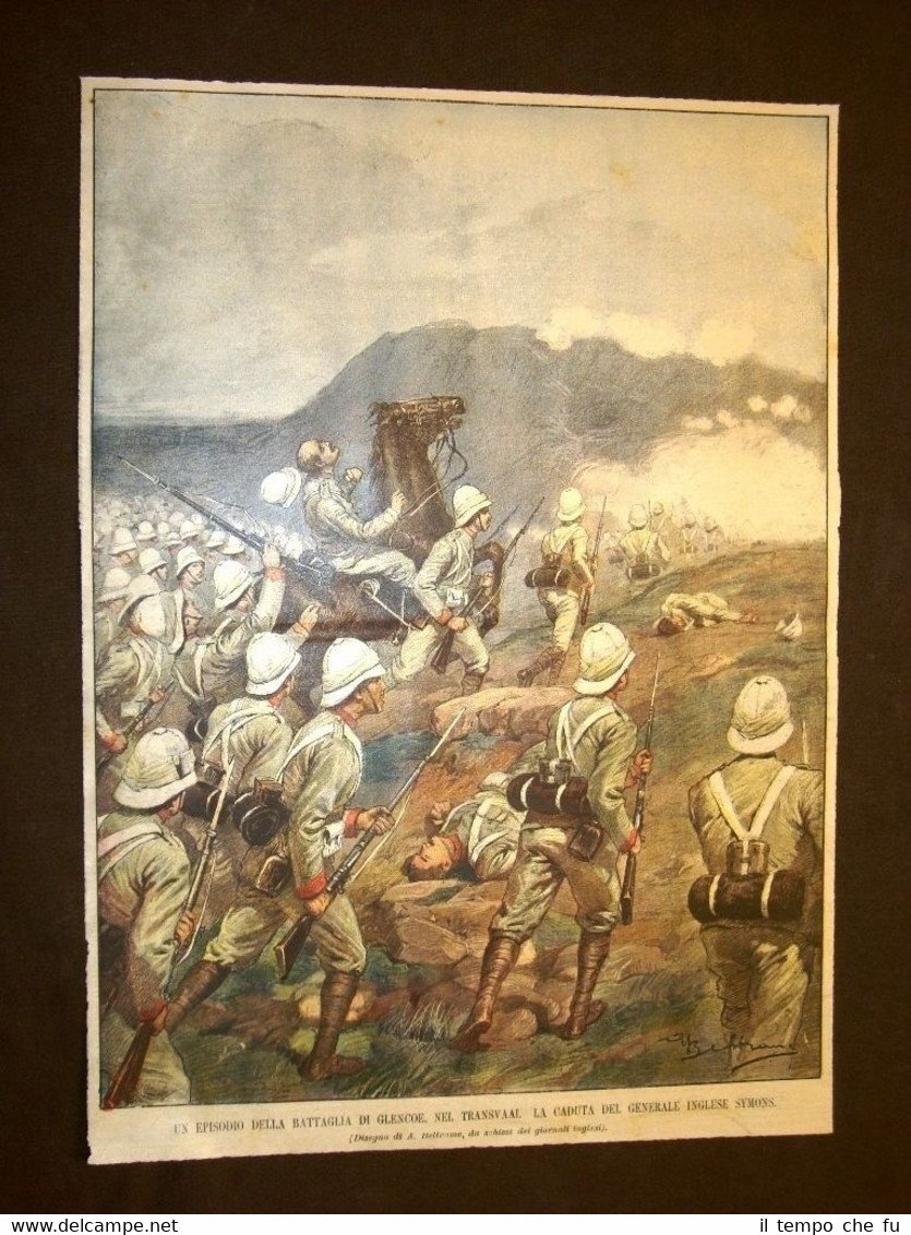 Retrocopertina La Domenica del Corriere del 1899 Guerra Boera Glencoe …