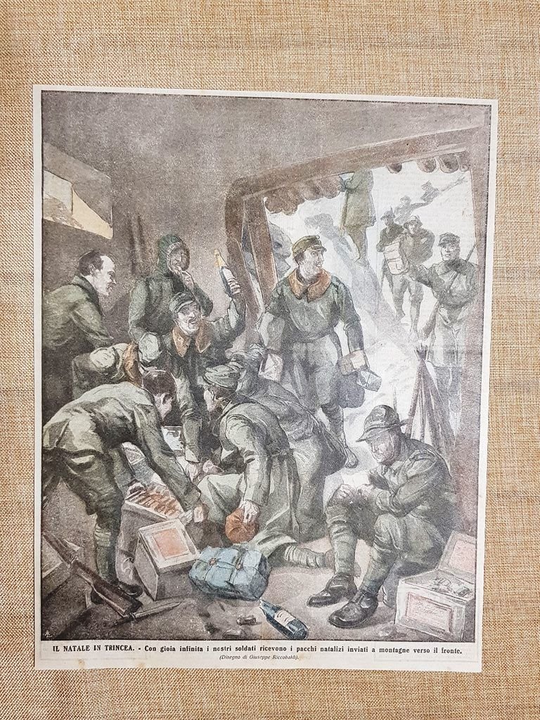 Retrocopertina La Domenica Illustrata del 1915 Il Natale in trincea …