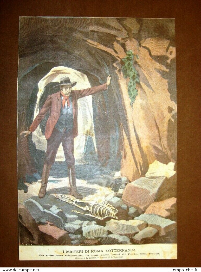 Retrocopertina Tribuna Illustrata 1900 Roma Rinvenimento scheletro Porta S.Paolo | Immagine principale