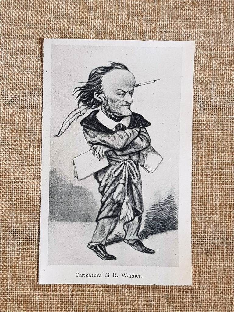 Richard Wagner 1813–1883 Compositore librettista teorico Caricatura Stampa 1944