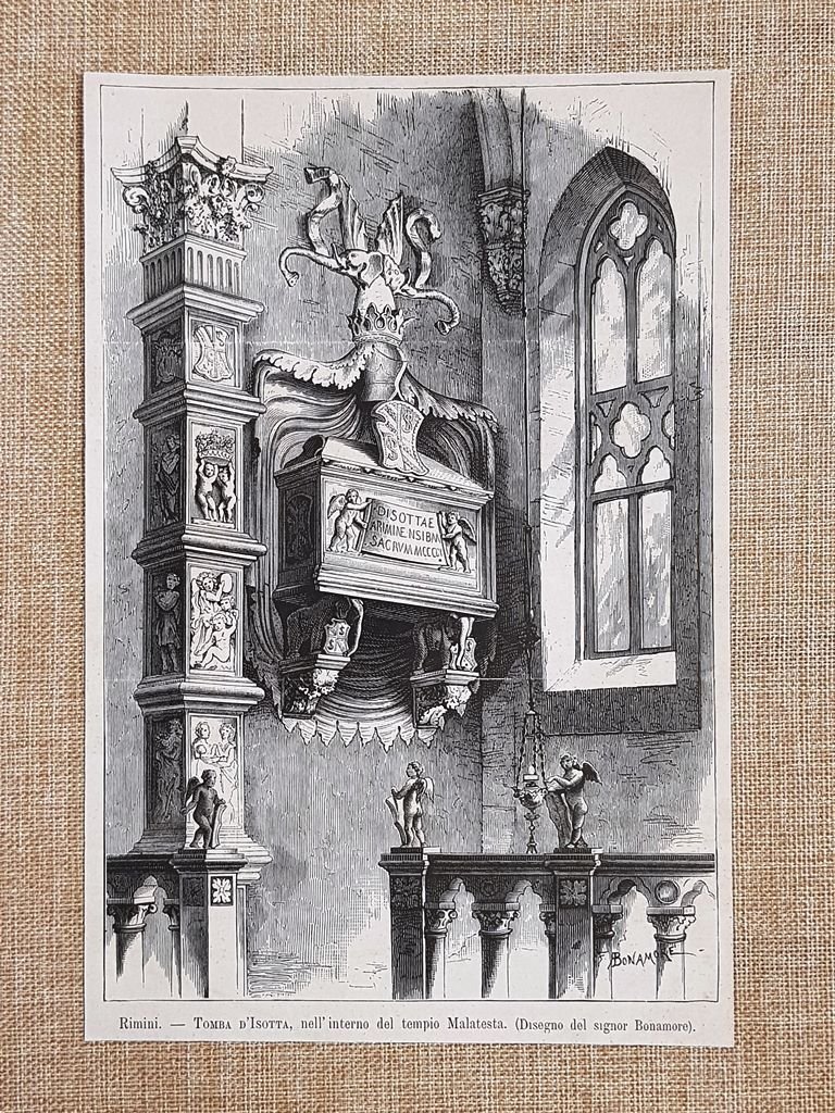 Rimini nel 1880 Tempio Malatesta La tomba d'Isotta Disegno di …