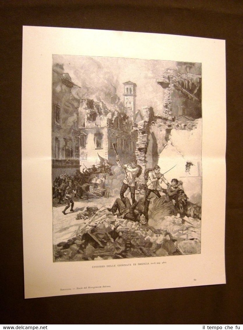 Risorgimento d'Italia Le dieci giornate Brescia marzo 1849 Incisione di …