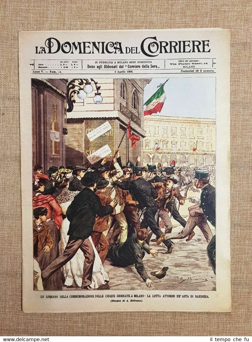 Ristampa Rara La Domenica del Corriere 5 aprile 1903 Cinque …