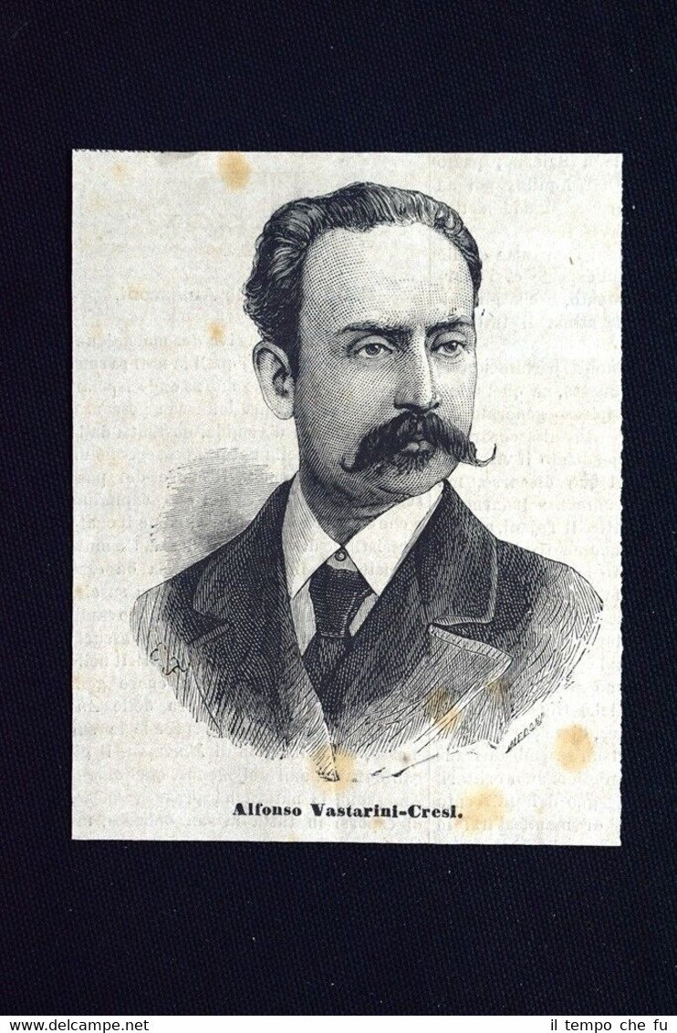 Ritratto del politico Alfonso Vastarini-Cresi Incisione del 1875 | Immagine principale