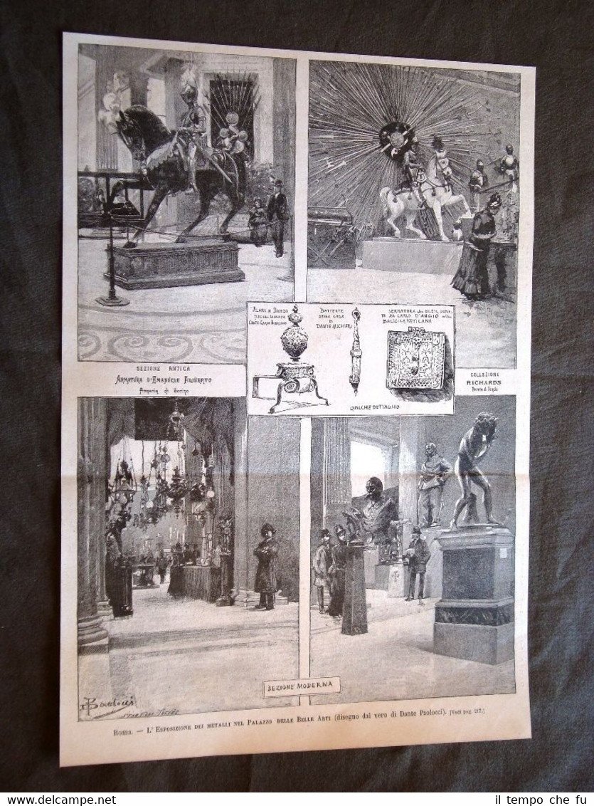 Roma 1886 Esposizione metalli Palazzo Belle Arti Filiberto Richards Sez.moderna