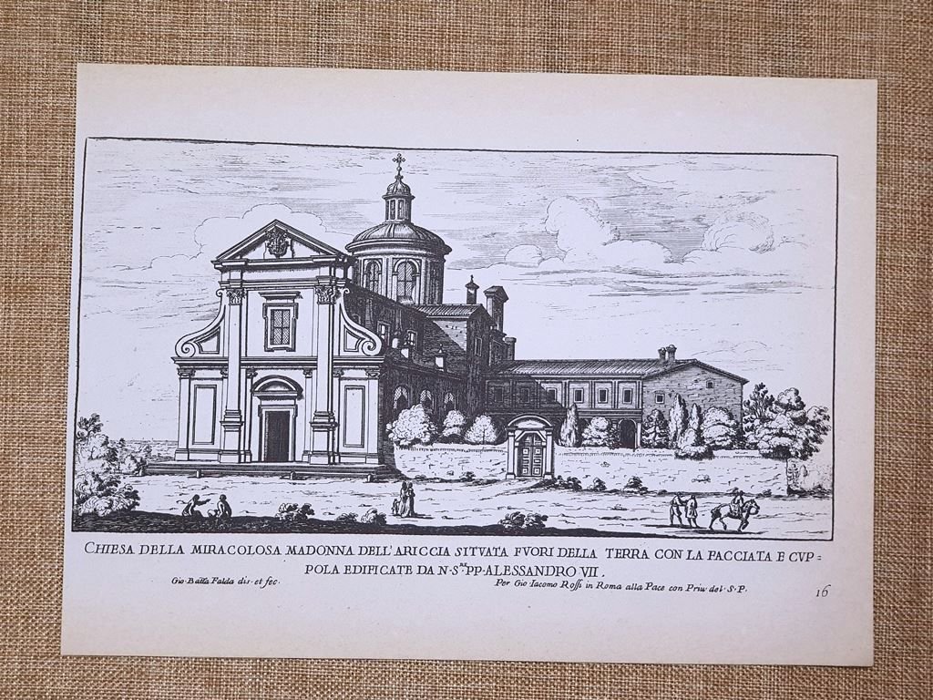 Roma Ariccia Chiesa della Miracolosa Madonna Incisione G.B. Falda 1665 …