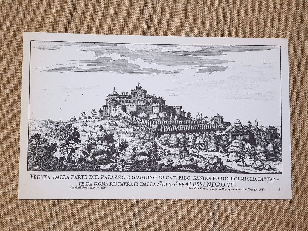 Roma Castel Gandolfo e S.Maria Minerva Incisione G. Battista Falda …