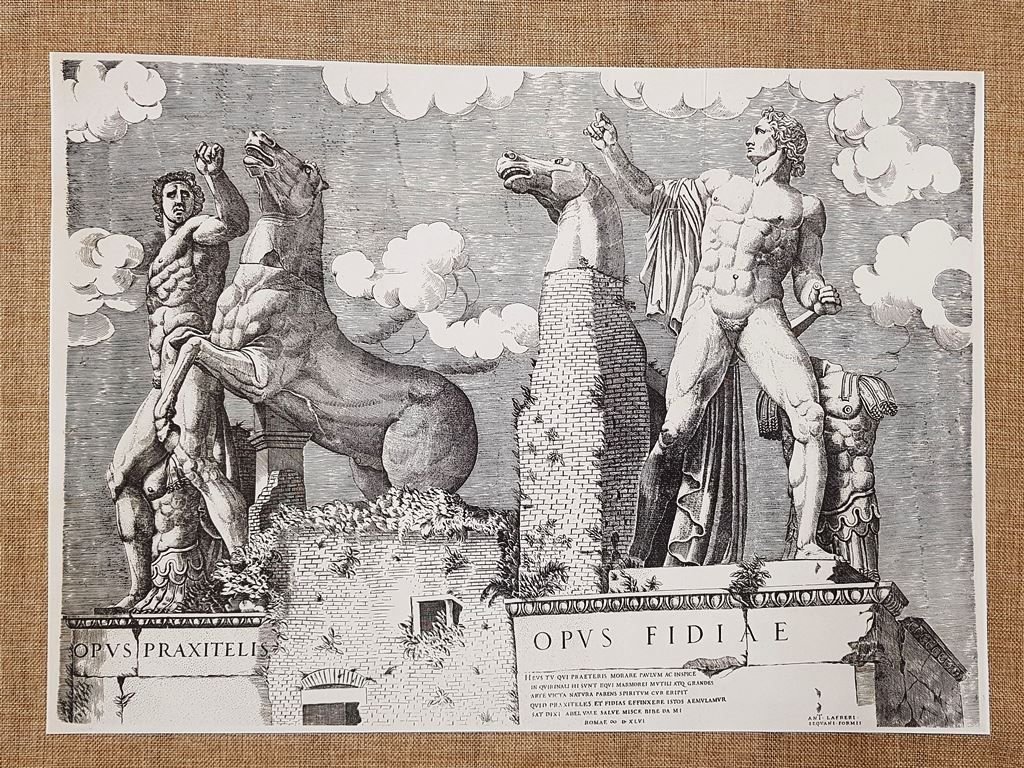 Roma Dioscuri al Quirinale (Fronte) Romanae Magnificentiae Lafreri 1550 Ristampa | Immagine principale