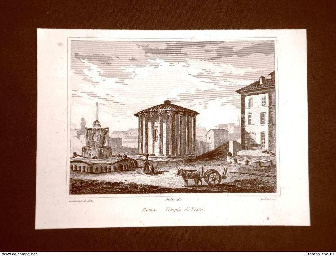Roma Il Tempio di Vesta Incisione su rame all'acquaforte del …