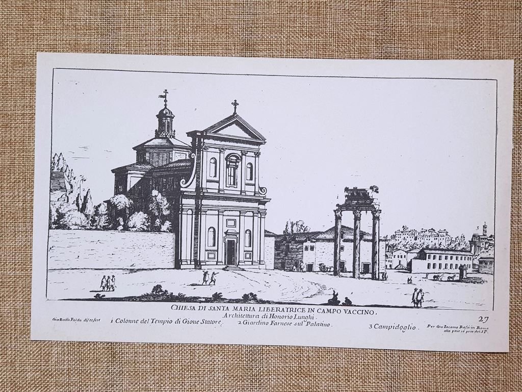 Roma Maria Liberatrice Vaccino Anastasia Palatino Incisione Falda 1665 Ristampa