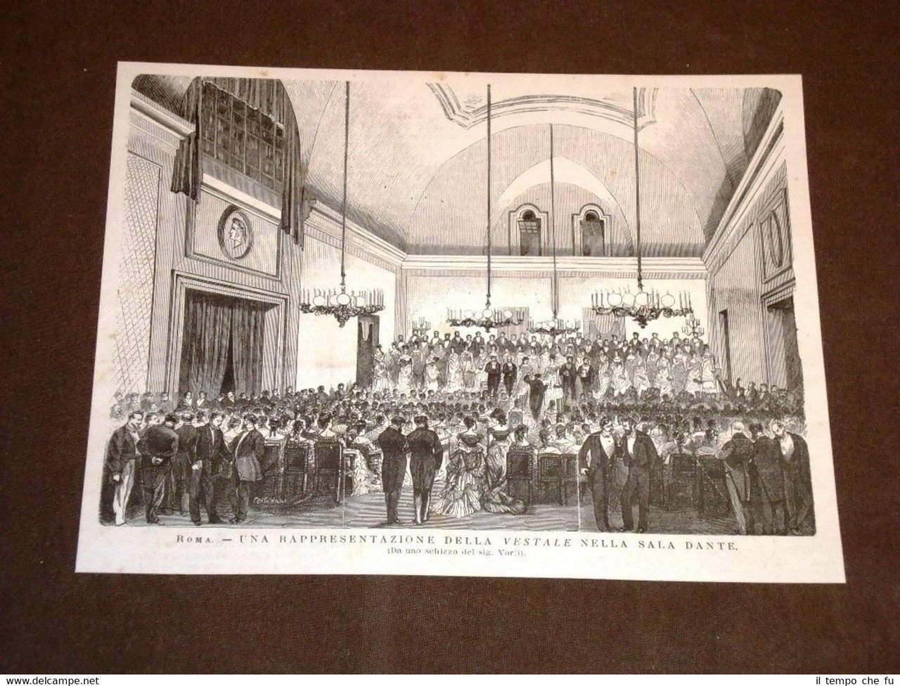 Roma nel 1875 Rappresentazione della Vestale nella Sala Dante | Immagine principale