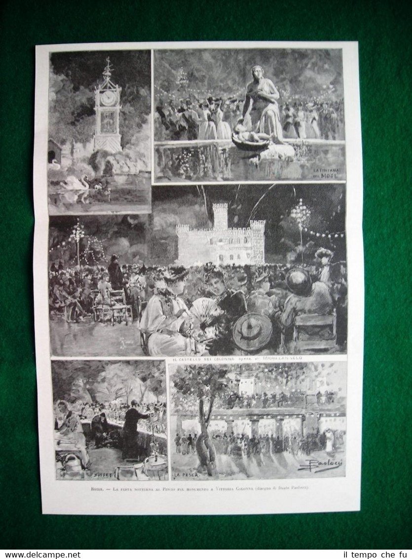 Roma nel 1893 - festa notturna al Pincio del monumento …