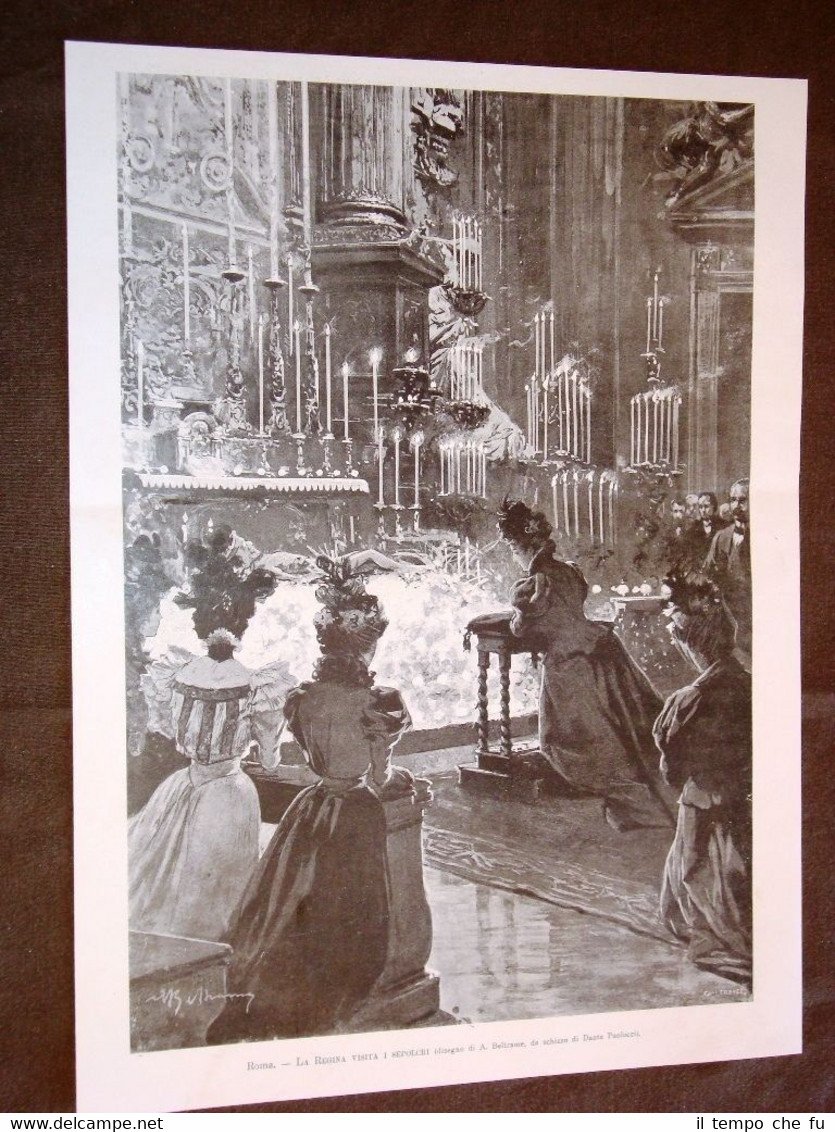 Roma nel 1898 La Regina Margherita visita i sepolcri | Immagine principale