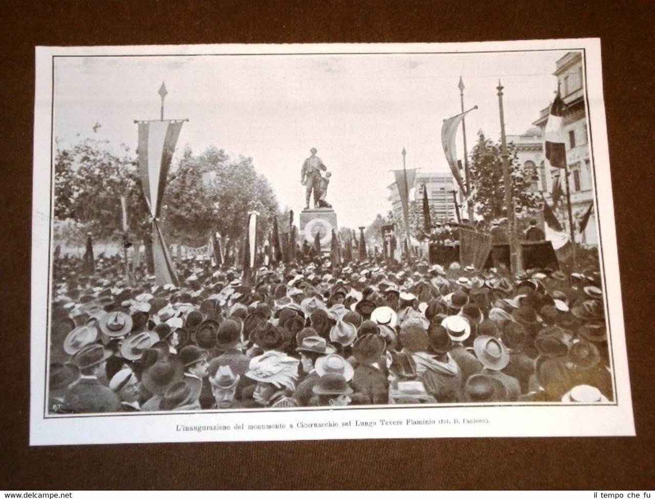 Roma nel 1907 Inaugurazione del monumento a Ciceruacchio Lungo Tevere …