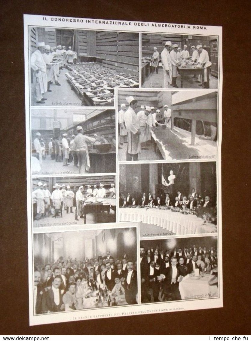 Roma nel 1908 Congresso internazionale degli Albergatori Grande Banchetto