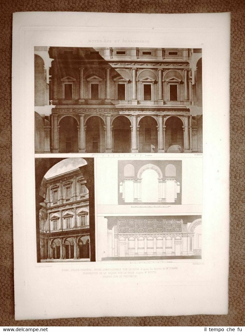 Roma Palazzo Farnese Lazio (1) Incisione del 1897 Lemercier