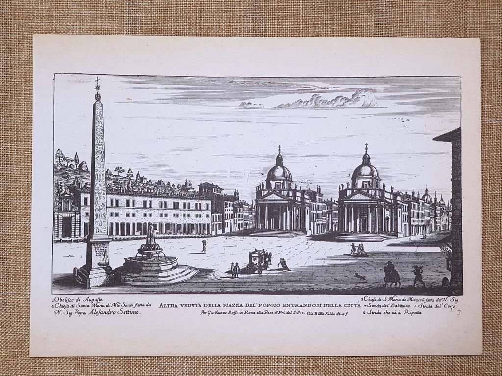 Roma Piazza del Popolo e Santa Maria Incisione G. Battista …