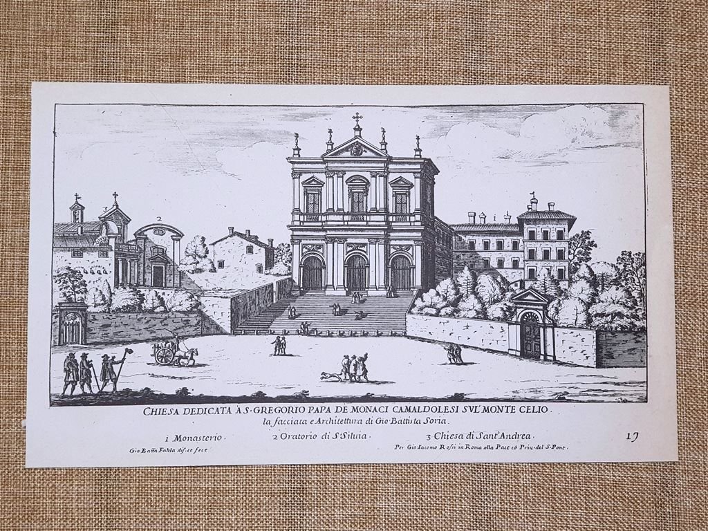 Roma San Gregorio Monte Celio e Trinità dei Monti Incisione …