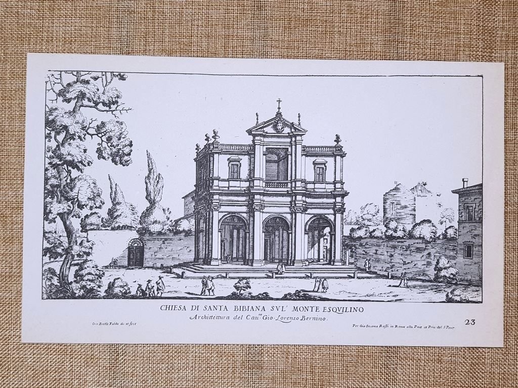Roma Santa Bibiana Esquilino e San Luigi Incisione Battista Falda …