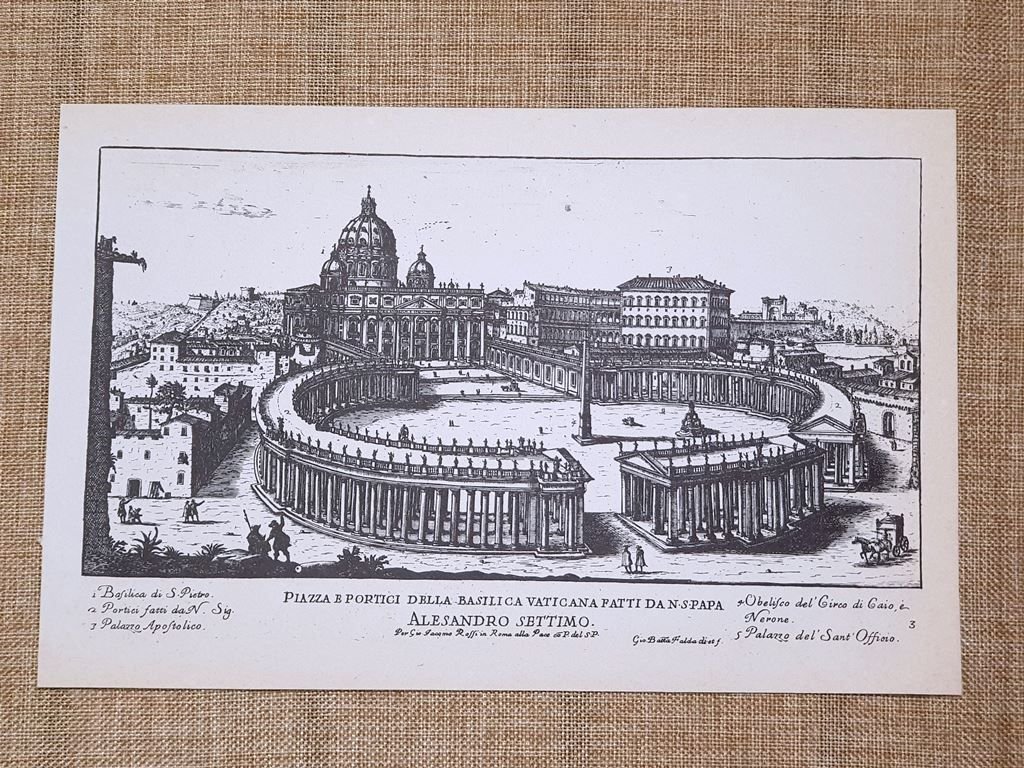 Roma Vaticano e portici alla cappella Incisione G. Battista Falda …