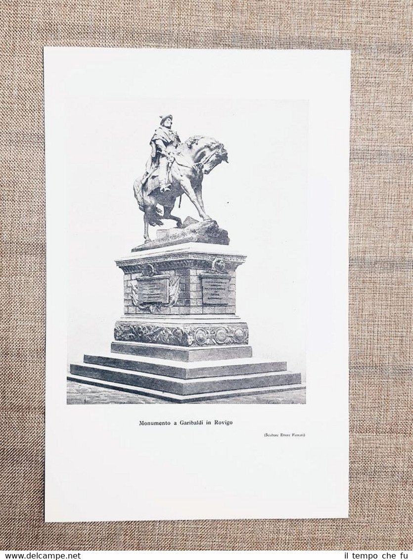 Rovigo Monumento a Giuseppe Garibaldi Veneto Stampa di fine 900