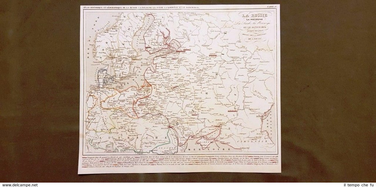 Russia, Polonia, Svezia, Norvegia e Danimarca Carta geografica del 1859 …