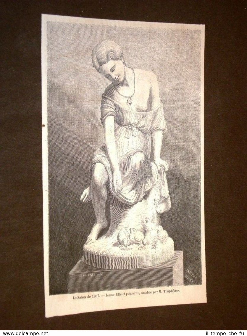 Salone d'Arte del 1857 Giovane figlia e pulcini Statua di …