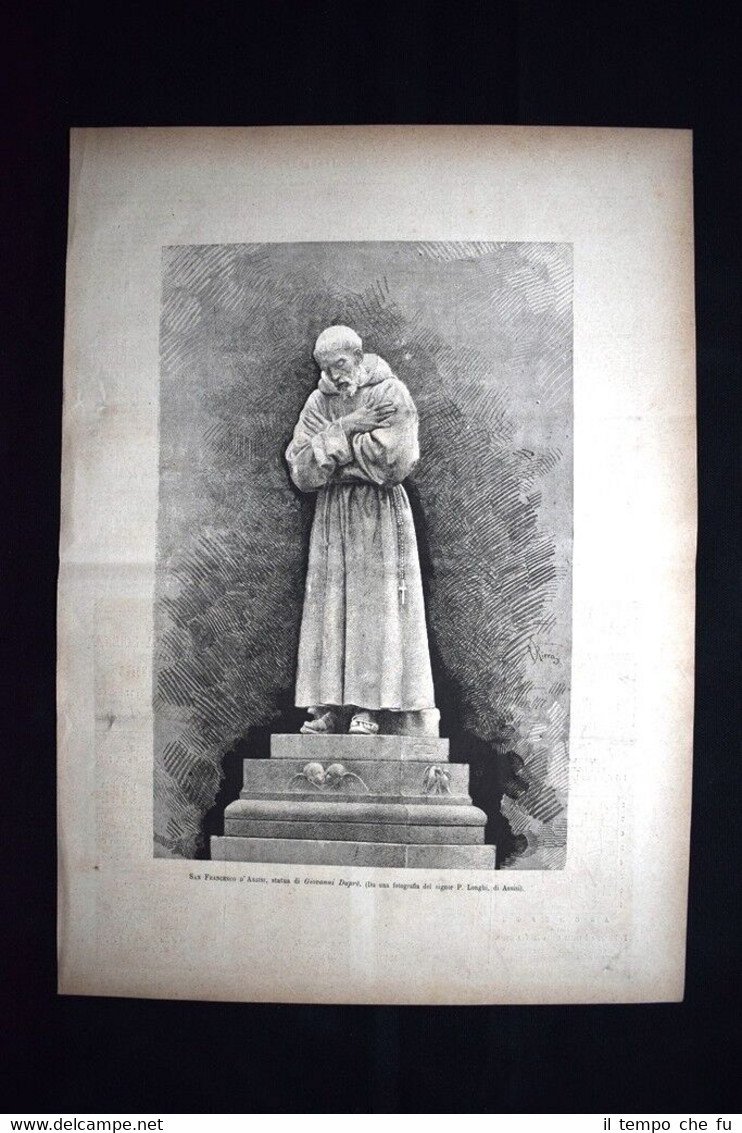 San Francesco d'Assisi, statua di Giovanni Duprè Incisione del 1882