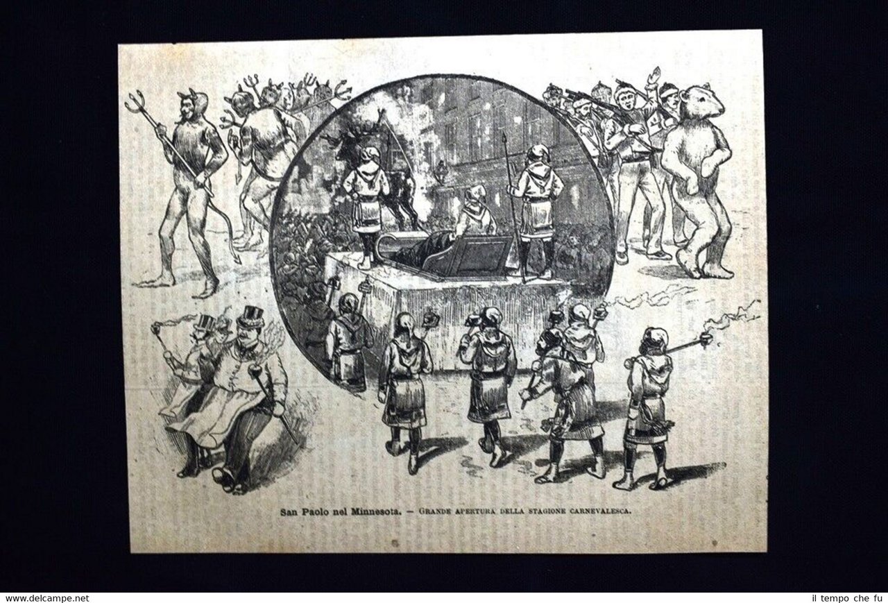 San Paolo nel Minnesota - Grande apertura del Carnevale Incisione …