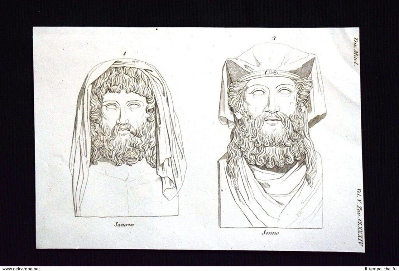 Saturno, Sonno Incisione all'acquaforte del 1820 Mitologia Pozzoli | Immagine principale