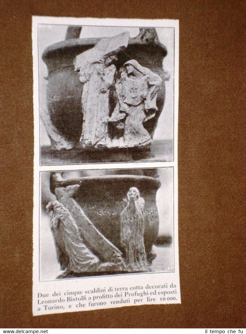 Scaldini in terra cotta decorati da Leonardo Bistolfi nel 1918