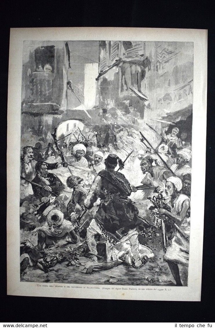 Scena dell'incendio e del saccheggio di Alessandria nel 1882 Incisione …