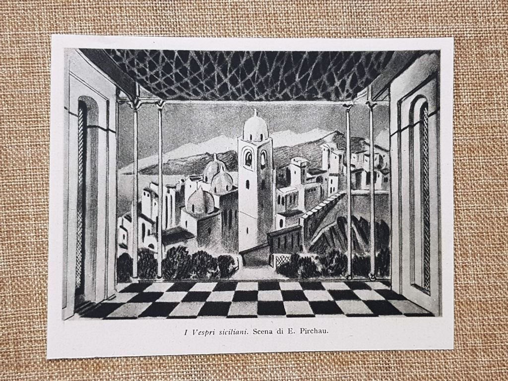 Scenografia E.Pirchau per I Vespri Siciliani di Verdi XIX secolo …