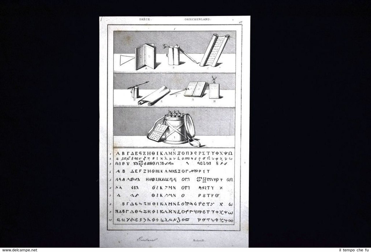 Scrittura, stili e strumenti, Grecia Incisione del 1850 L'Univers pittoresque