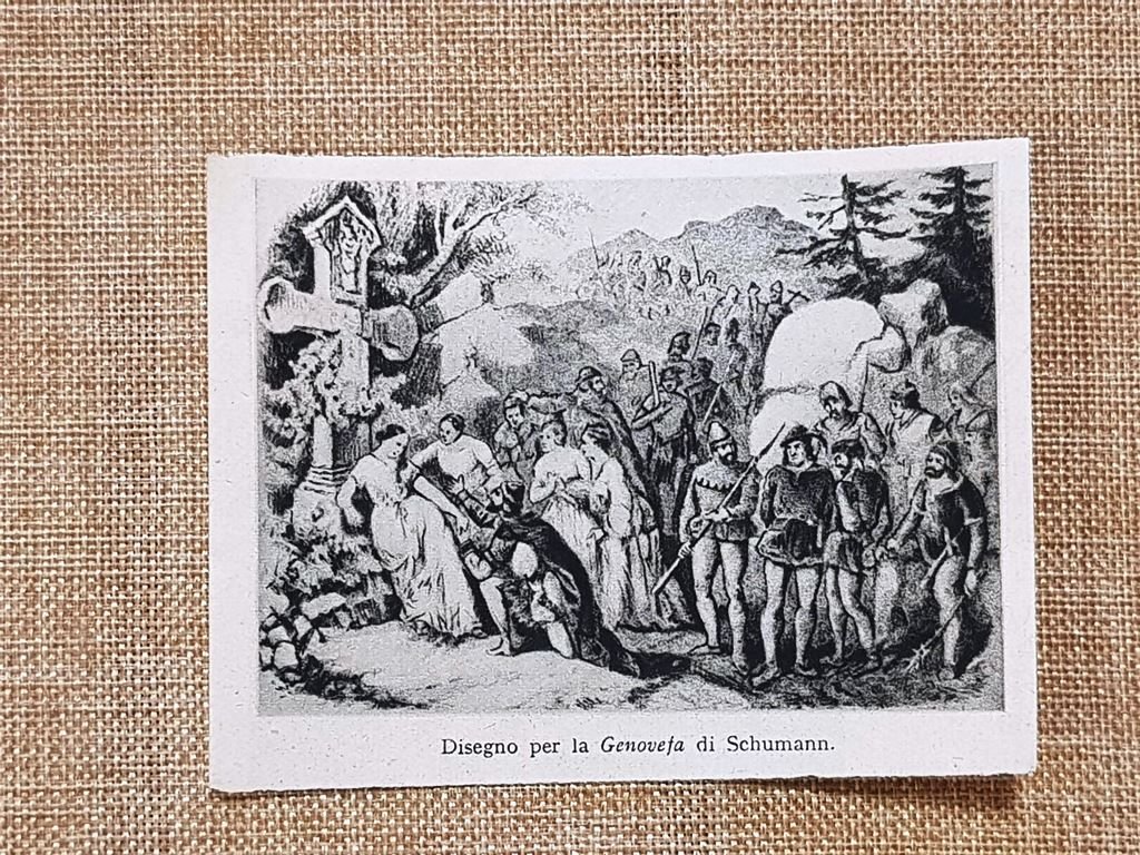 Senografia per Genoveva di Schumann Bozzetto teatrale XIX secolo Stampa …