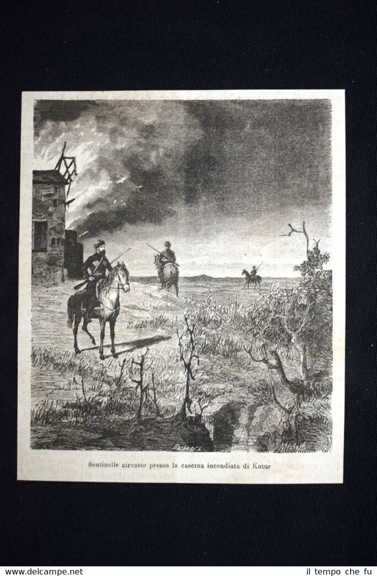 Sentinelle Circasse presso la cascina incendiata di Kotur Incisione del …