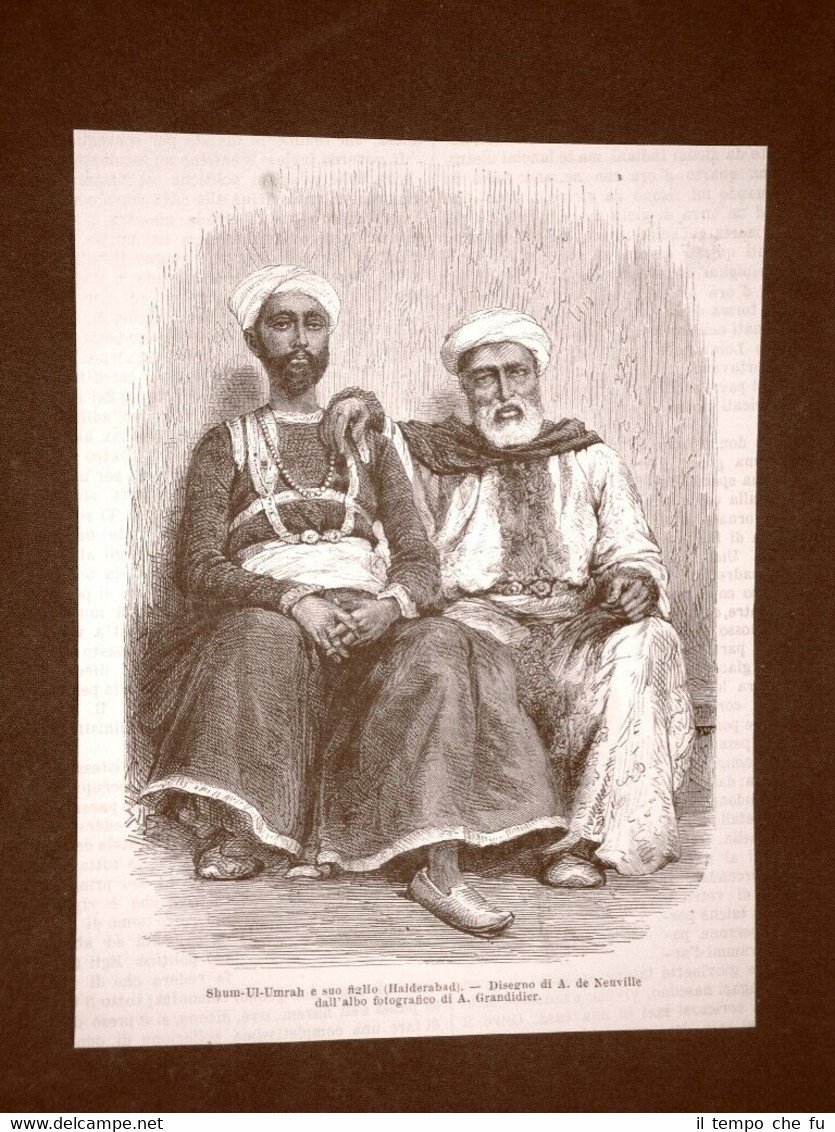 Shum-Ul-Umrah e suo figlio a Hyderabad nel 1863 Telangana India