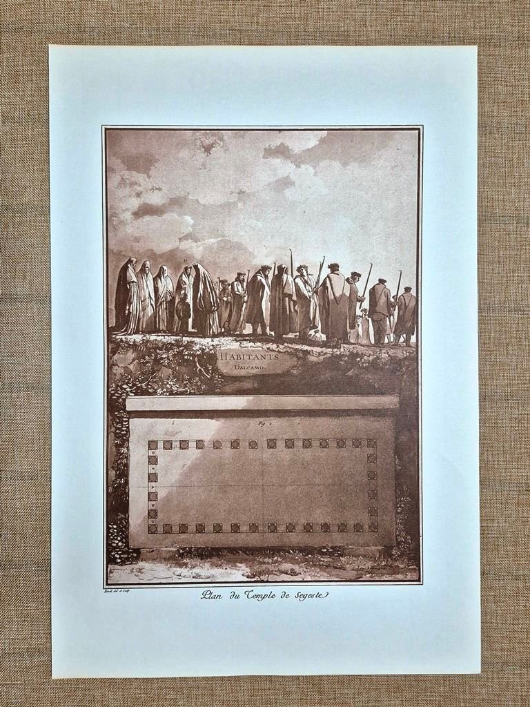 Sicilia Alcamo abitanti e pianta del Tempio Segesta Jean Houel …